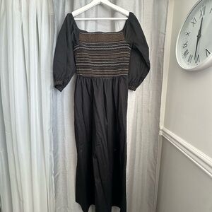 Old Navy Black Long Sleeve Dress with Embroidery